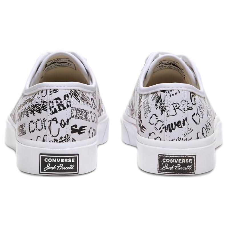 Converse Jack Purcell Full Print Letter Casual Anti-slip Wear-resistant Low-top Skate Shoes Unisex White
