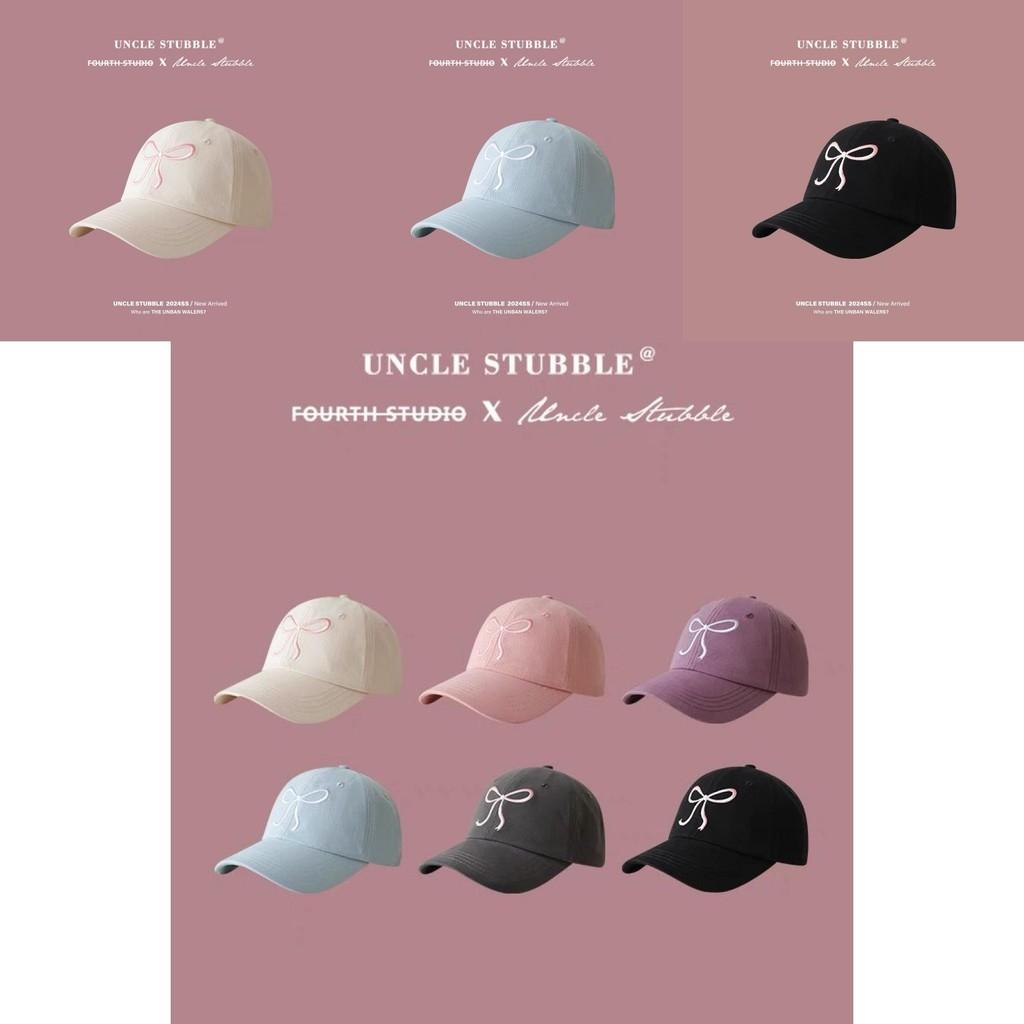 Adorable Korean Bowknot Baseball Cap For Girls All-season Soft Top Pink Hat