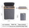 Foldable Bamboo Laundry Basket with Lid and Inner Bag for Bedroom or Bathroom