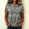 Womens Casual Raglan Sleeve Crew Neck Short Sleeve Top Floral Print Lightweight Comfortable Fit