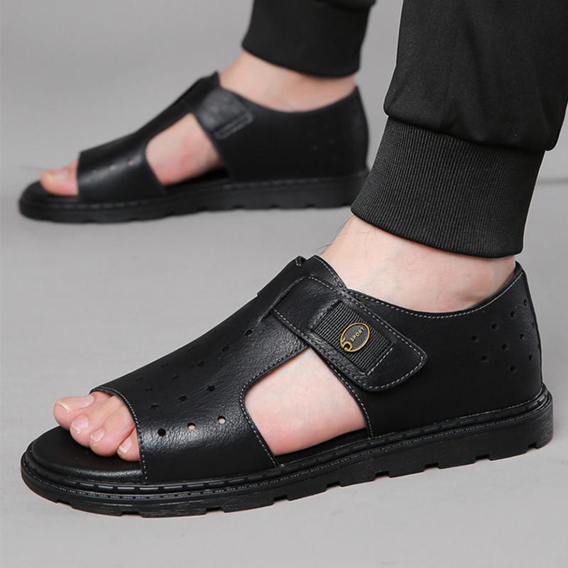 Fashion Leather Casual Shoes For Men High Quality Classic Men Sandals Summer Outdoor Walking Men Sneakers Breathable Men Sandals