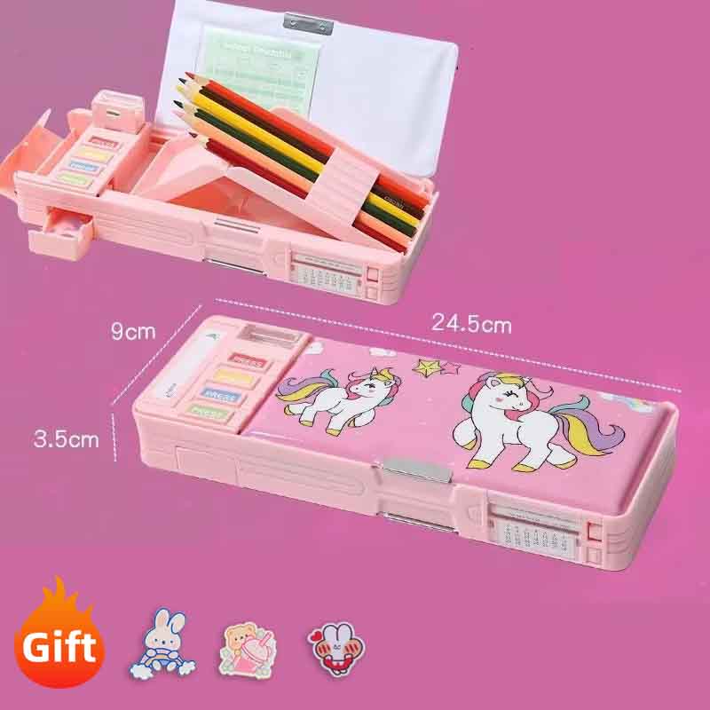 Multi Functional Primary School Cartoon Pencil Case Creative and Cute Double-layer Multifunctional Large Capacity Stationery Box