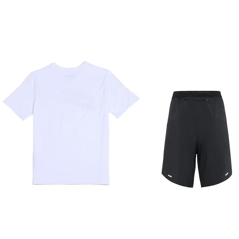 Nike Letter Logo Design Round Neck Pullover Short Sleeve Simple Breathable Mid Waist Drawstring Shorts Casual Sports Suit AR5050-101+DM4742-010