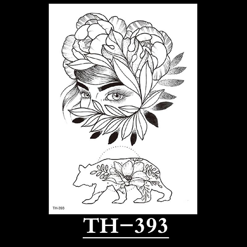 Flower Arm Tattoo Sticker, Half Arm Waterproof Tattoo Sticker, Sketch Line Tattoo Sticker Tattoo