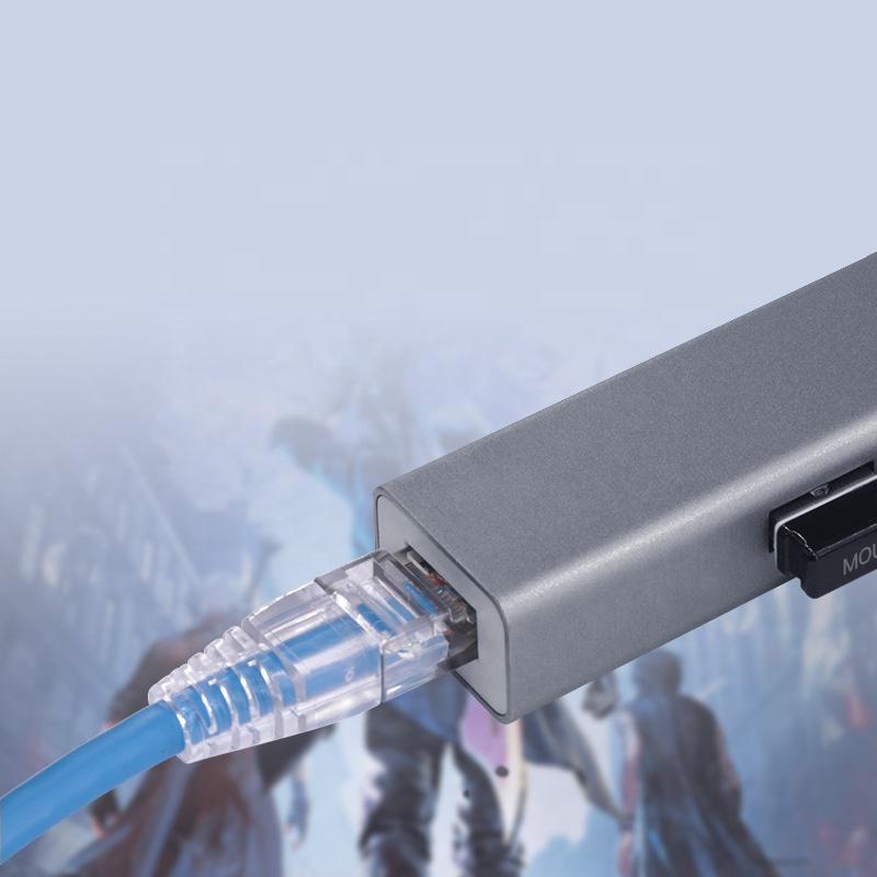 High-Speed Mini USB 3.0 Hub for Laptop PC 3 Ports 1000MBPS Ethernet Aluminum Dark CHB012