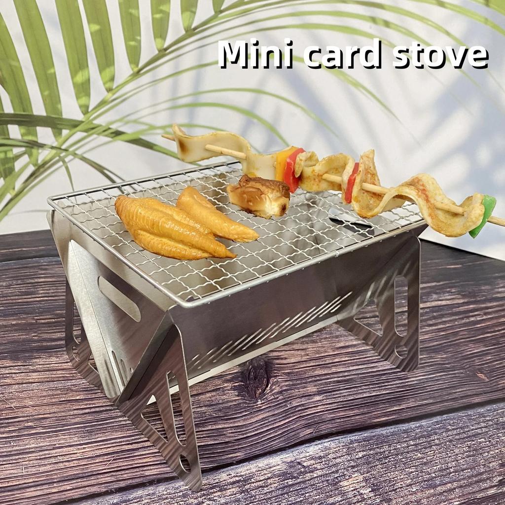 Portable Folding Barbecue Grill Heating Stoves Multifunction Camping BBQ Grill Rack Net Firewood Stove Stainless Steel BBQ Grill