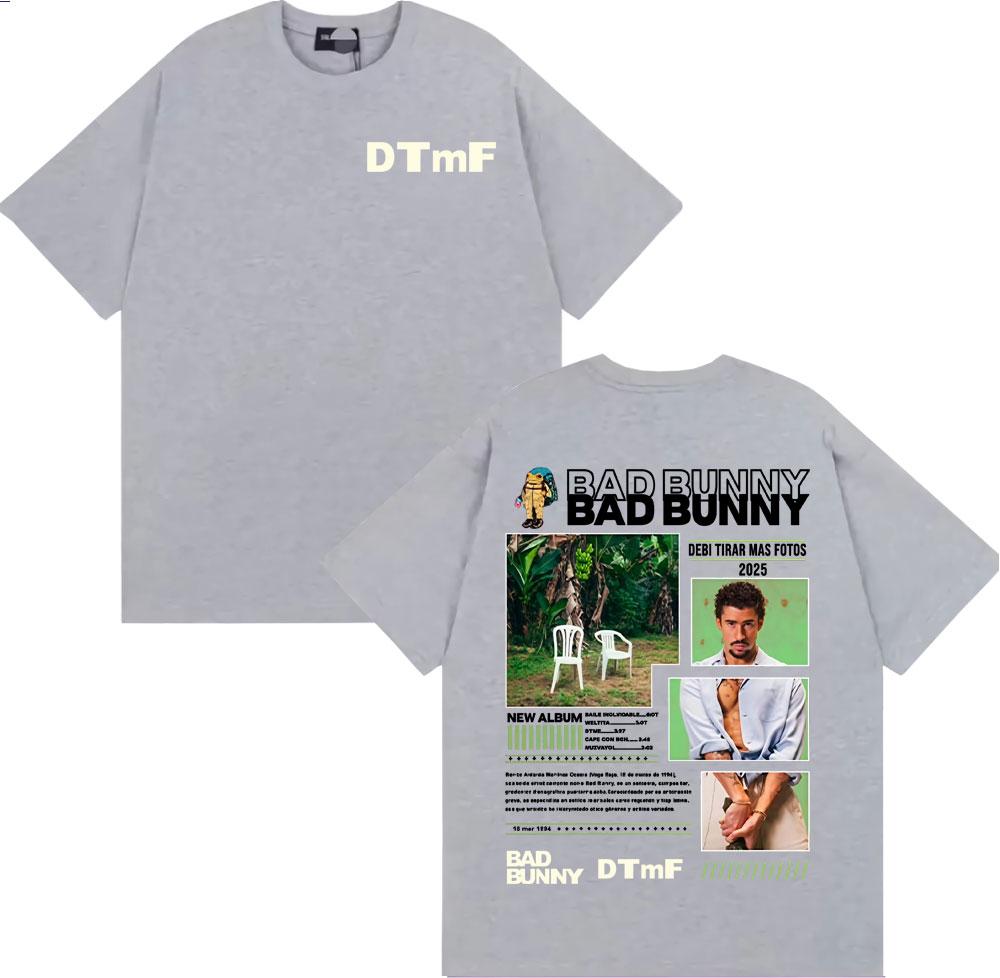 Rapper Bad Bunny Album Cover Graphic T Shirt Debi Tirar Mas Fotos Dtmf TShirts Unisex Unisex High Quality Casual Cotton TShirt Y2k