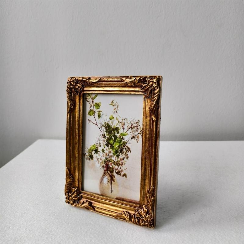 Marco de Fotos Ovalado Antiguo Ornamentado para Mesa o Pared, Marco de Fotos Retro, Marco de Fotos Decorativo Decoración del Hogar