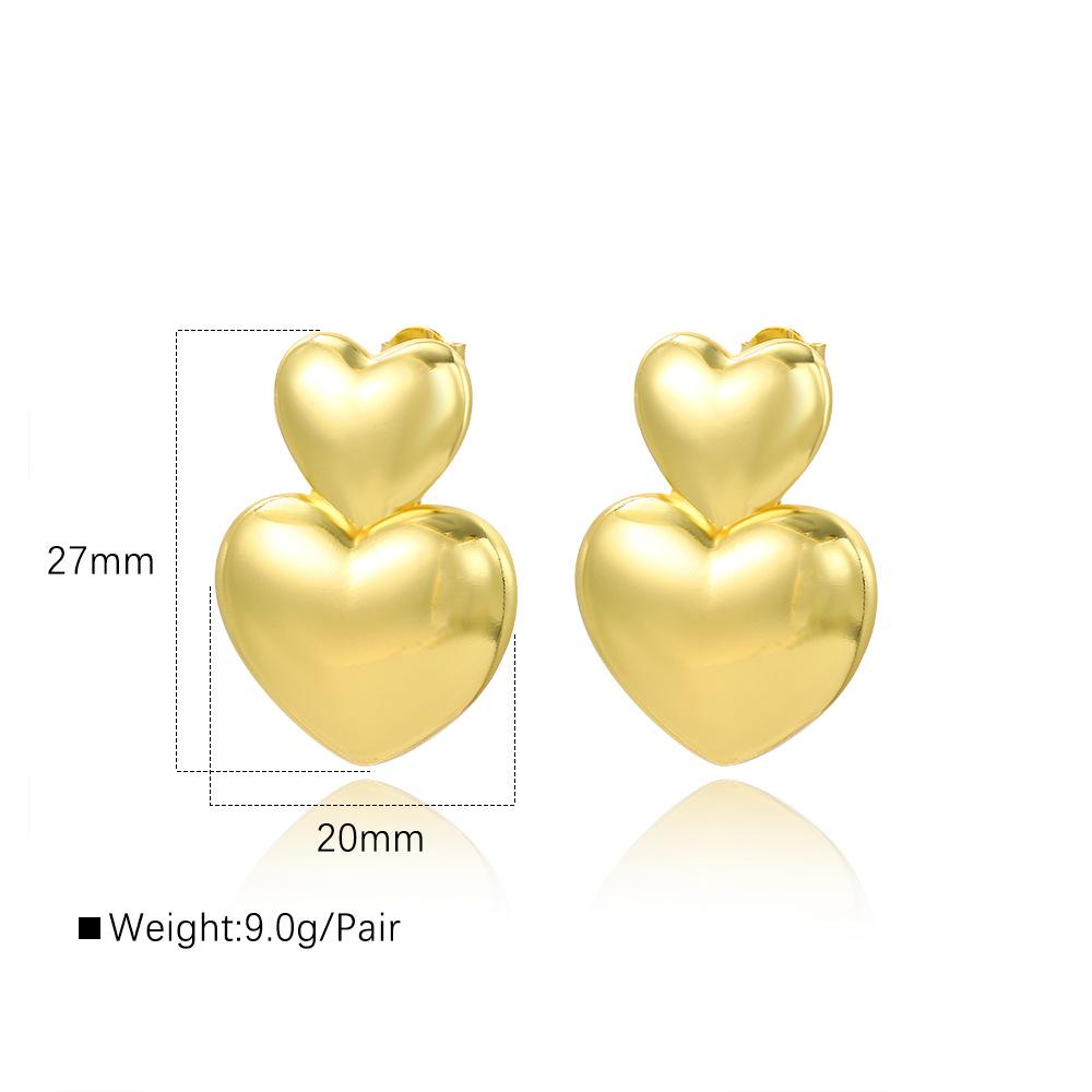 Exaggerated Heart Stud Earrings - Minimalist Style for Women