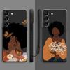 Pretty African Girl Daisy Flower Butterfly Liquid Case For Samsung Galaxy S22 S21 S20 Fe Ultra S10 S9 S8 Plus S10e Note 20 Lite