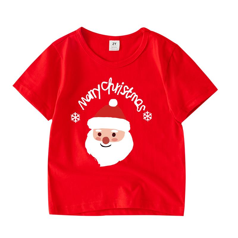 Red Short Sleeve Boys Cotton T-shirt & Girls Half Sleeve Christmas Tee - Kids Custom Apparel