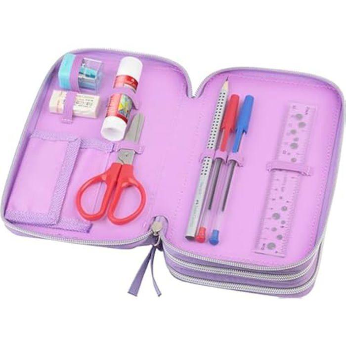 Trousse Scolaire - Faber-Castell - Dinosaure - 3 Sections - 18 Crayons - Pratique Pour Enfants