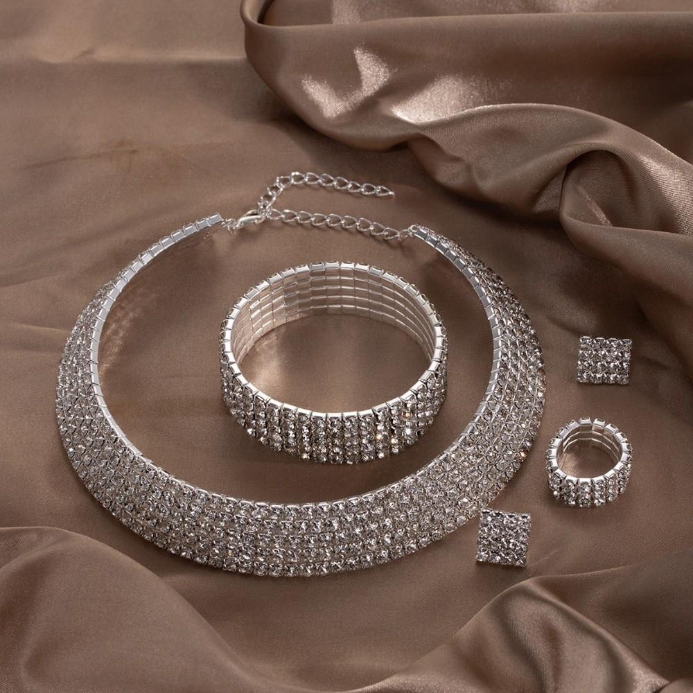 3-5 Row Crystal Jewelry Romantic Wedding Accessories Rhinestone Jewelry Set  Wedding Party