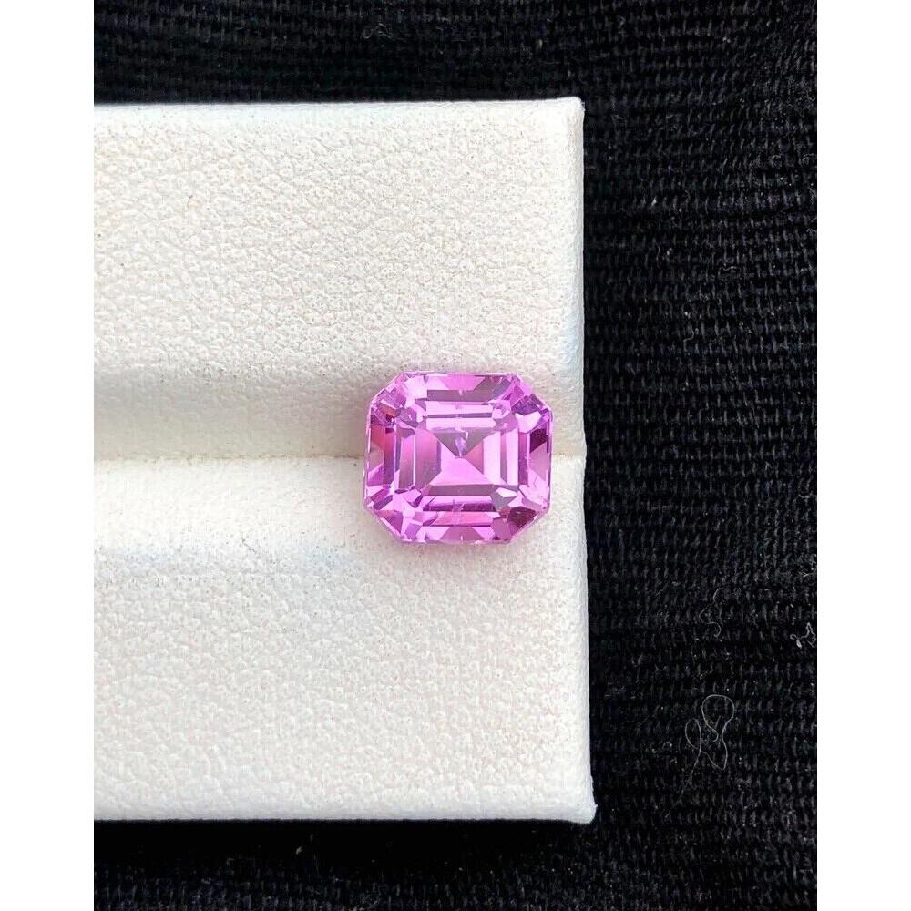 7 Cts Natural Pink Kunzite Certified Asscher Cut Kunzite Loose Gemstone