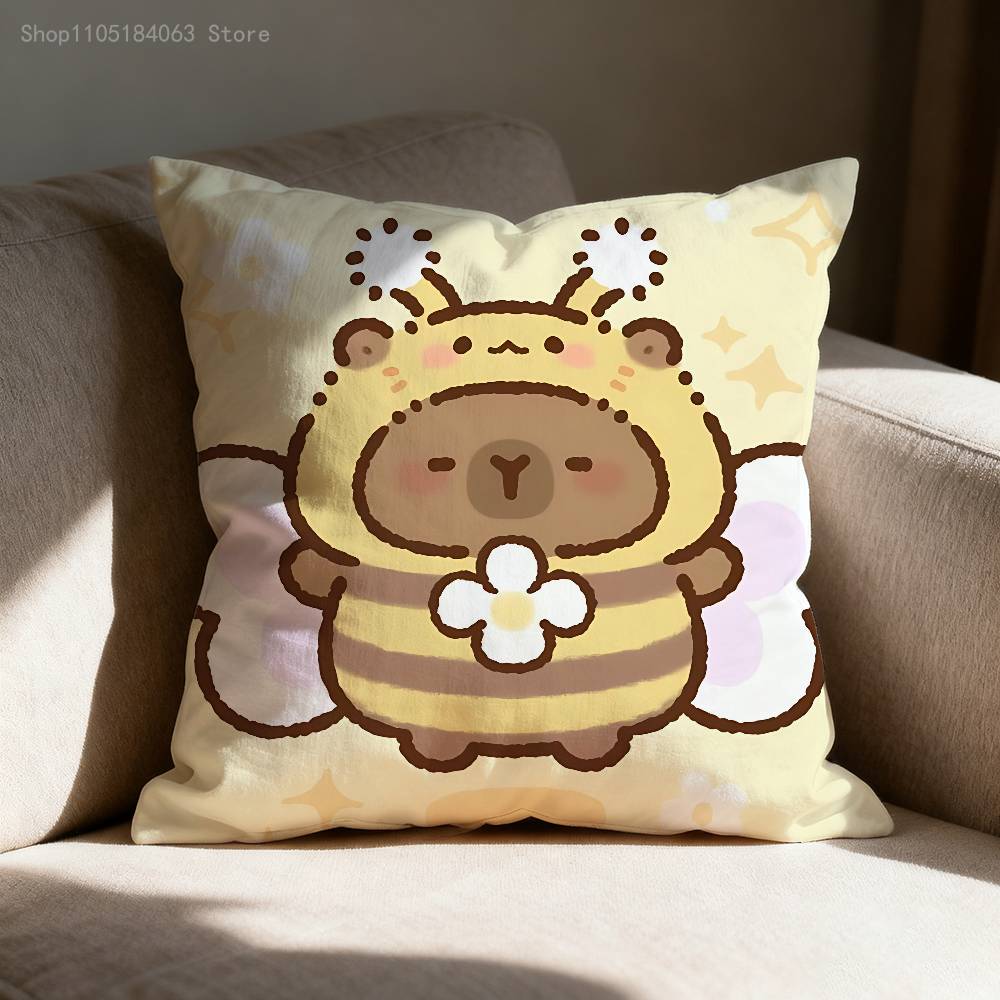 Capybara Pillow Case Print Polyester Fiber 40X40 cm Home Sofa Throw Cushion Cover Decoration