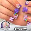 24Pcs Y2K Punk Short Duck Shaped Press On Nails Rose Pink Black French Tips With Diamond Star Flower Decor Fake Nails