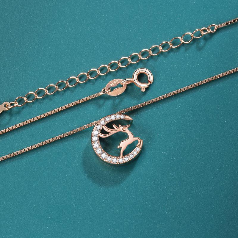 Moon Shadow Elk Necklace Female Korean Mori Niche Exquisite One Deer Has Your Necklace Christmas Gift