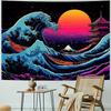 The Great Wave Wall Tapestry Japanese Kanagawa Ocean Tapestry Sea Sunset Wall Art Aesthetic Starry Night Wall Hanging For Living