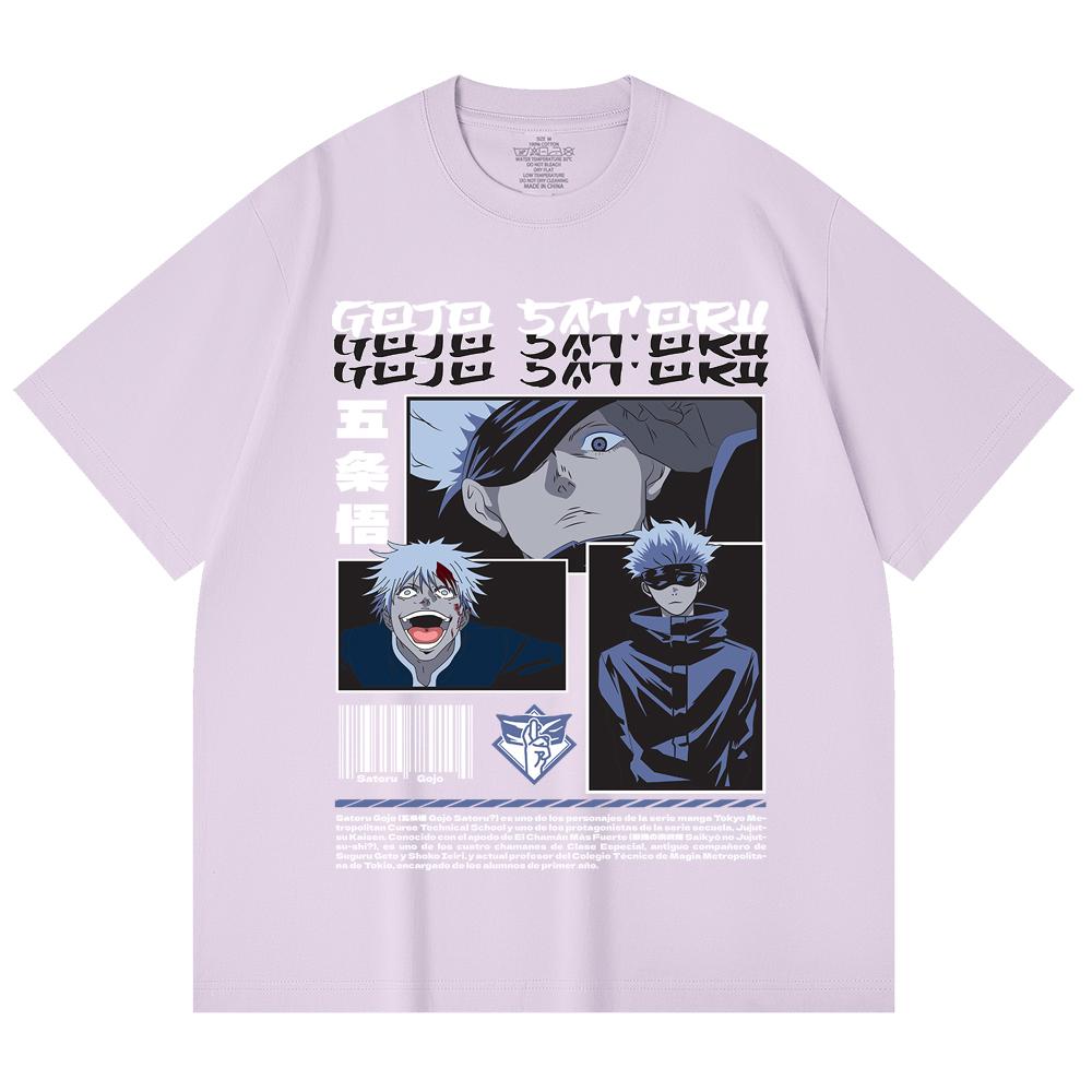 230 Gsm 100% Cotton Jujutsu Kaisen V26 Gojo Print Unisex Heavy Cotton T Shirt