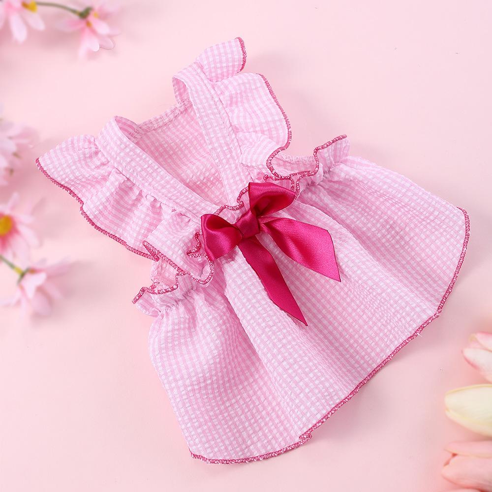 Small XL XXL Cute Pet Skirt New Summer Plaid Pet Cat/Dog Wedding Dress with Bow for Winter Use Animal Pattern Pet Supplies