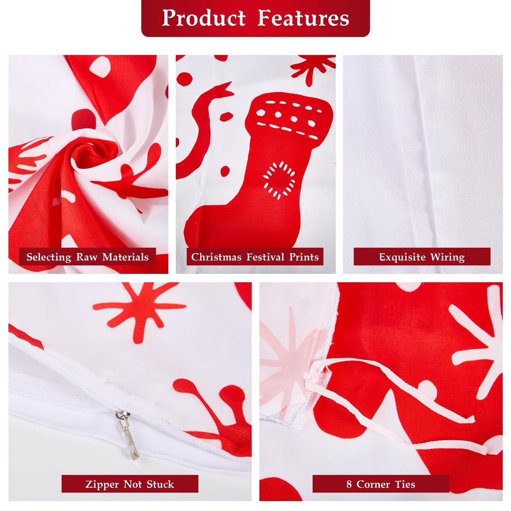 Christmas theme three-piece quilt cover digital printing bedding set red socks bed cover
