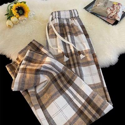 Pants Men's and Women's Spring and Autumn 2025 New Retro Plaid Straight Casual Wide-leg Pants Loose and Comfortable