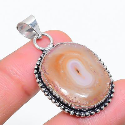 Natural Brown Solar Quartz Gemstone 925 Sterling Silver Pendant 1.65" S8S80