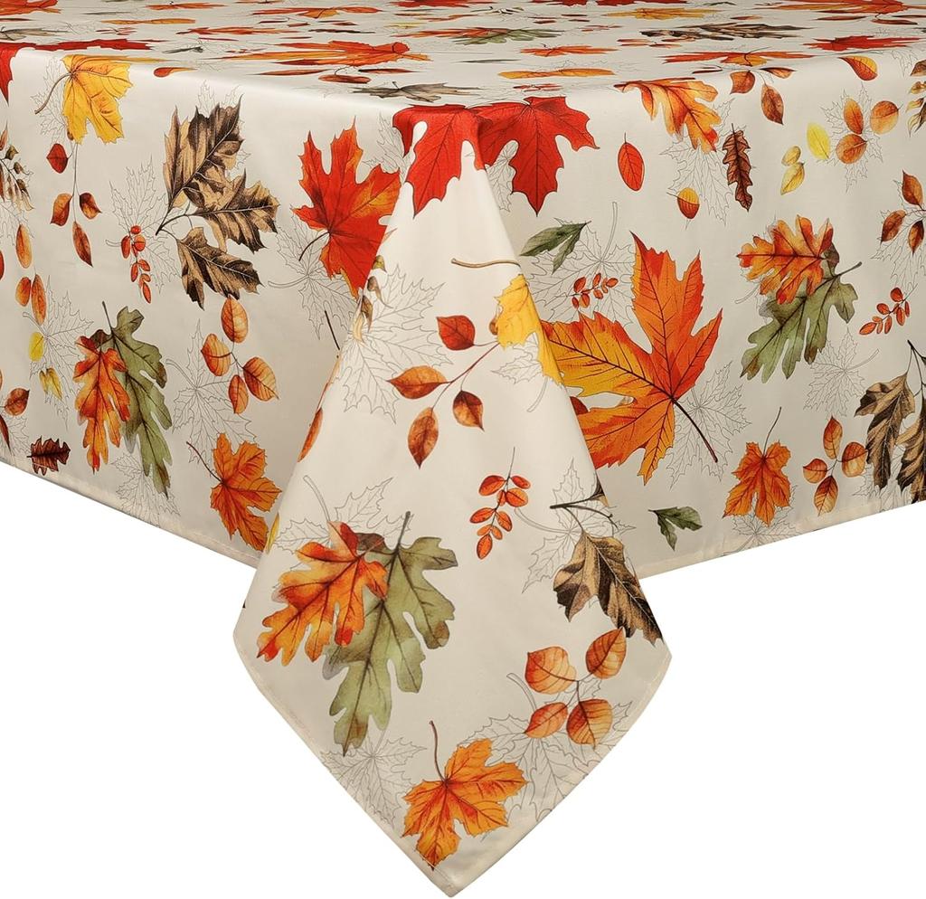 Fall Watercolor Maple Leaves Waterproof Tablecloth Thanksgiving Decoration Autumn Kitchen Table Covers Holiday Party Table Decor