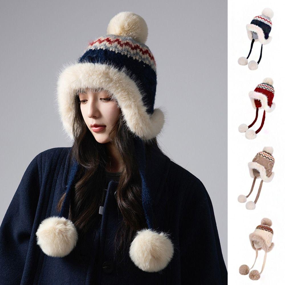 Ethnic Style Fair Isle Style Beanies Warm Lei Feng Hat Casual Jacquard Knitted Hat Winter