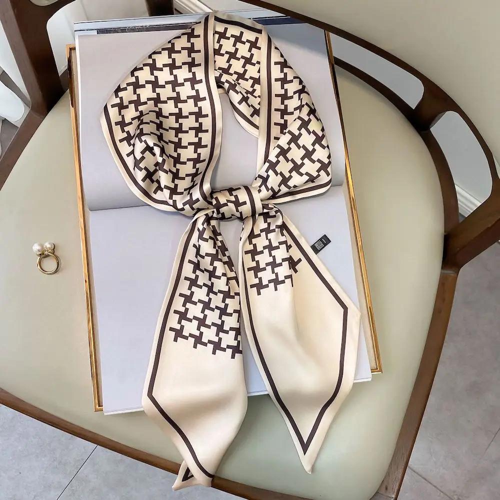 Long Silk Scarf Bag Tie Lady Neck Skinny Scarves Hairband Foulard Horse Print Brand Lady Neckerchief Ribbon  Spring New