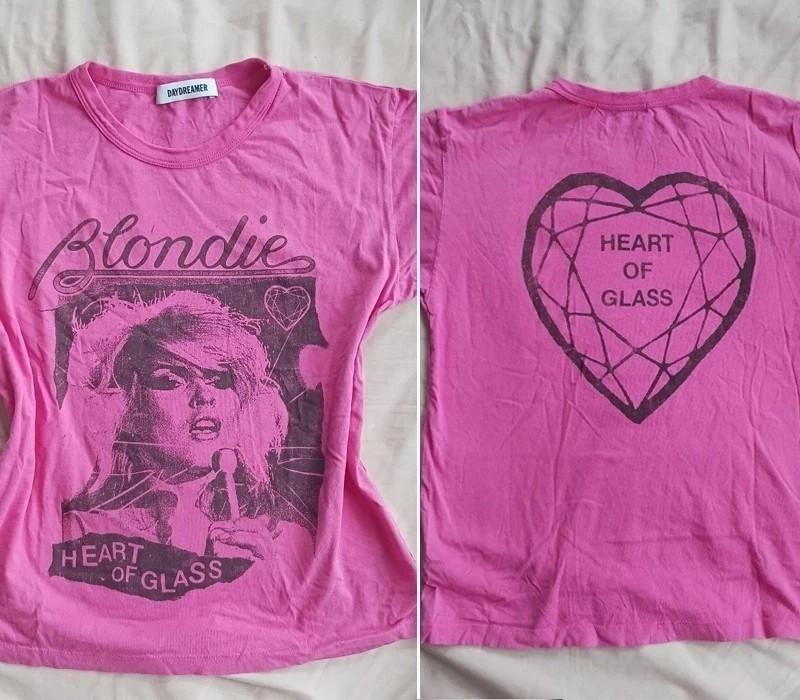 Reprint Blondie Heart Of Glass 2 sided Albums basic style Pink T shirt Vtg Unisex T-Shirt XXXXL