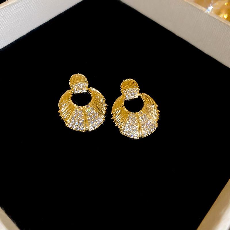 European and American Exaggerated Diamond-encrusted Flower Bow Fringed Earrings Personalized Earrings Internet Celebrity Temperament Earrings