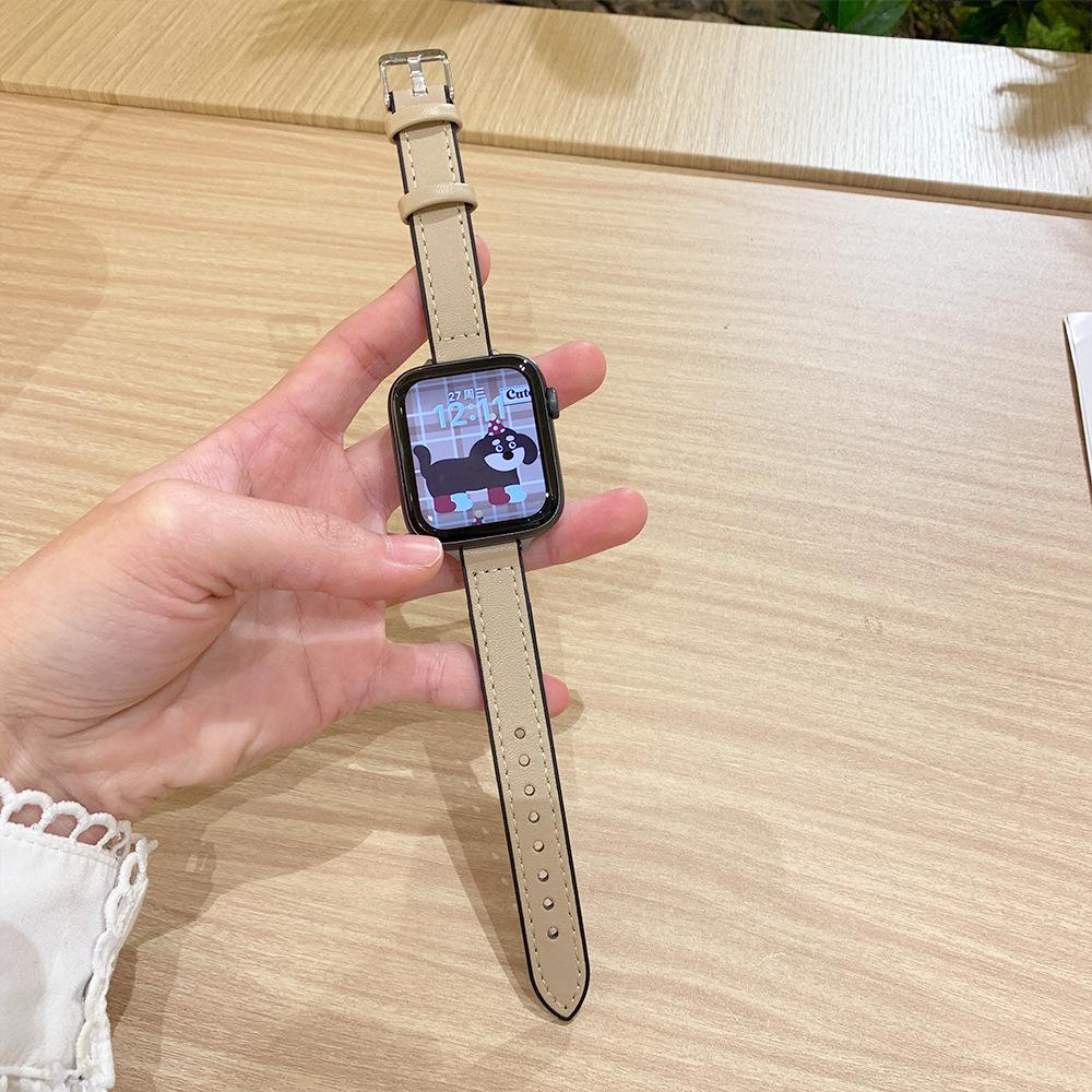Suitable For Apple Applewatch10 Watch With Fine Silicone Sticker Leather Iwatch9876 Generation Se Strap For Women