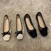 Flat Bottom Polka Dot Mesh Doudou Fairy Shoes Summer Pointed Head Bow Soft Sole Shallow Mouth Breathable Women's Single Shoes