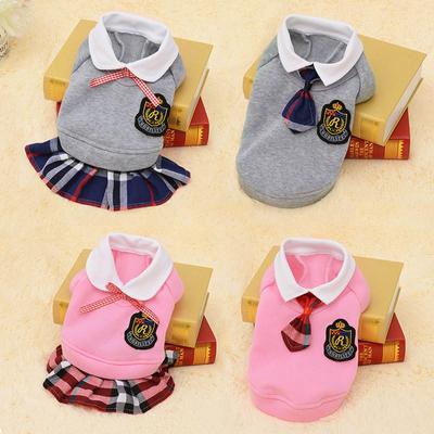 Pet School Uniform for Small Medium Dogs Costume Puppy Pet Shirt Clothes for Dogs Cats