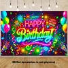VIKAMA Neon Bunt Geburtstag Hintergrundtuch Happy Birthday Hängendes Tuch Coole Party Bar Geburtstag Foto Hintergrundwand