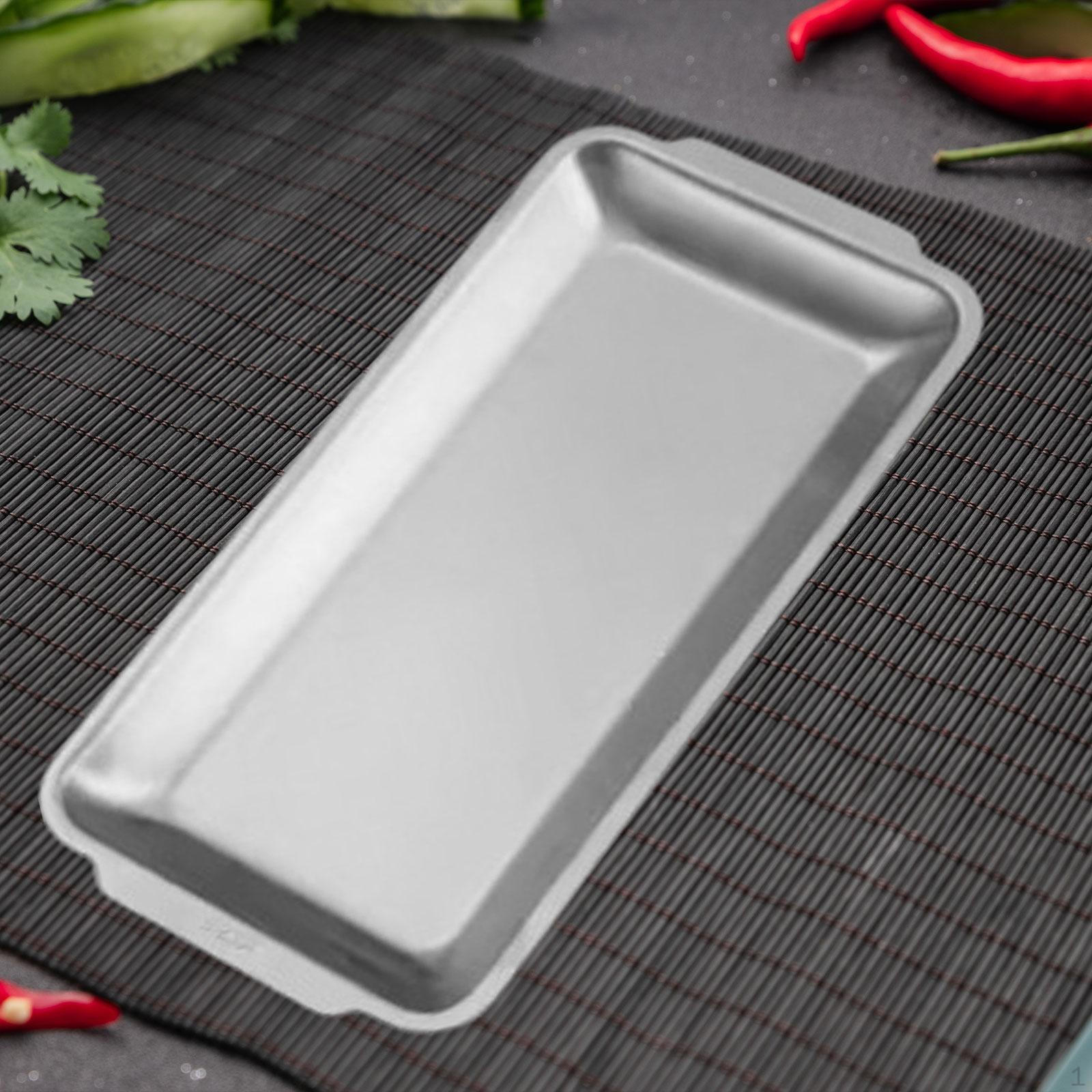 

Поднос для сервировки еды из нержавеющей стали, органайзер, матовое декоративное блюдо, прямоугольное 22cmx11cm