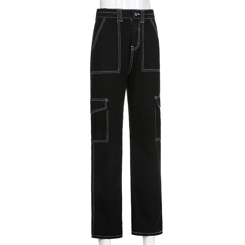 High Waist Slimming Overline Design Sense Handsome Jeans Women's Loose Street Casual Wide Leg Overalls