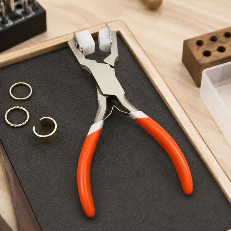 Jewelry Wire Shaping Pliers with Broad Smooth Covered Jaw, Covered Handle, and 5.91 in/15 Cm Length for Customizable Craft Work and Repairs