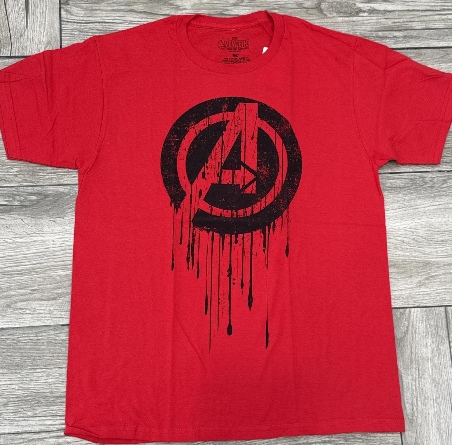 

2016 Avengers Age Of Ultron Drip Logo Licensed Marvel T-Shirt Size Medium S