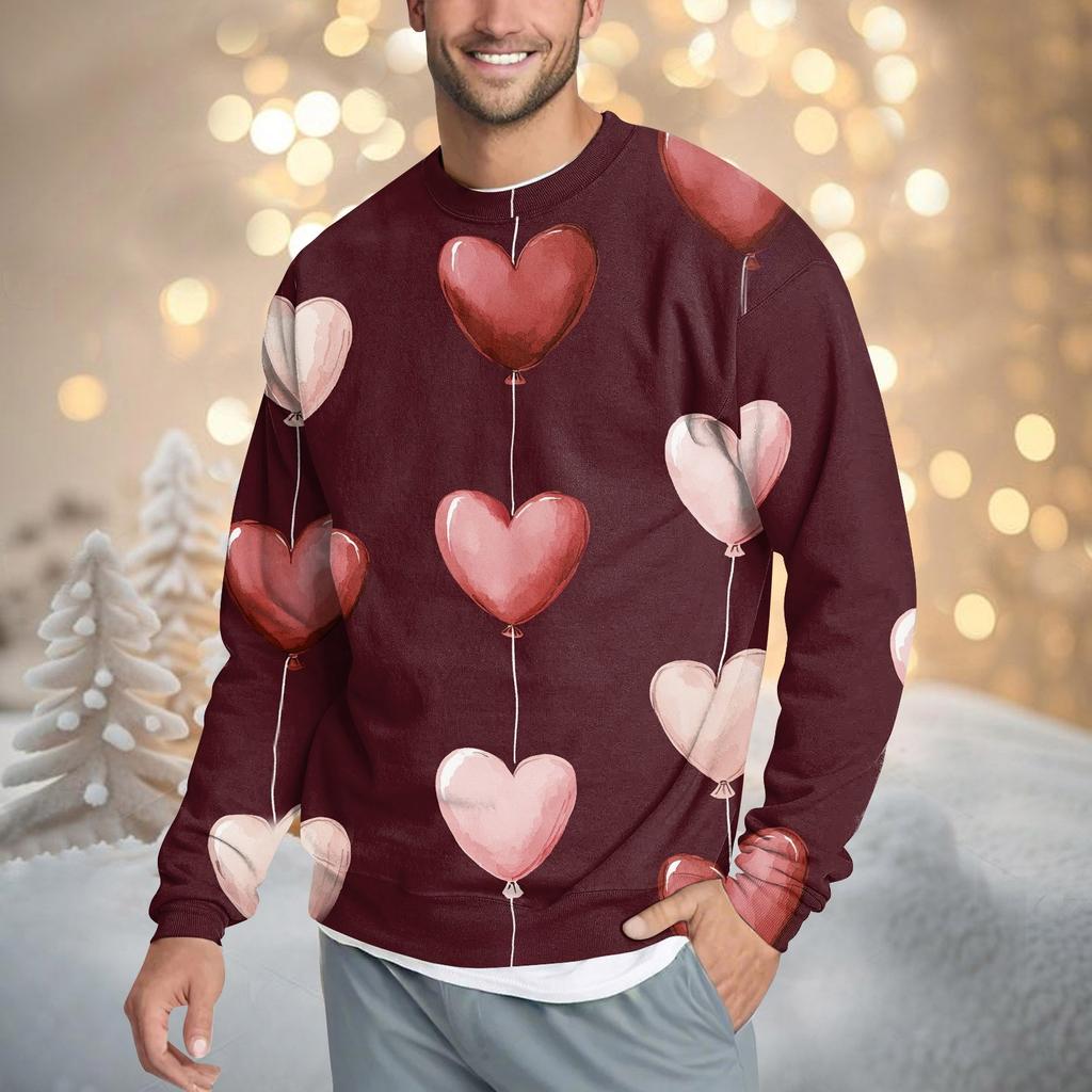 Pánská ležérní móda Pohodlný valentýnský svetr přes hlavu Mikina