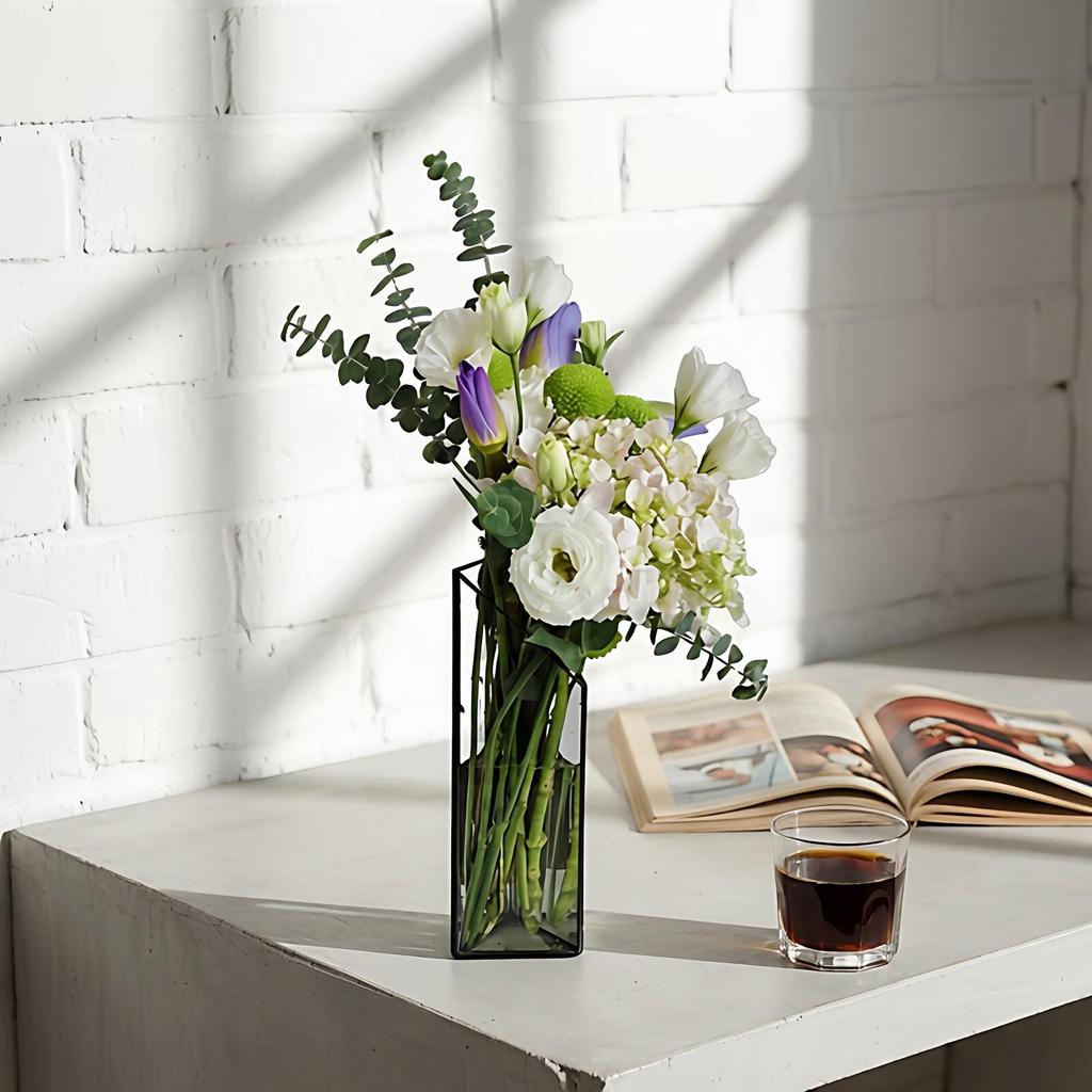 Nordic Geometric Glass Flower Vase for Home Decor