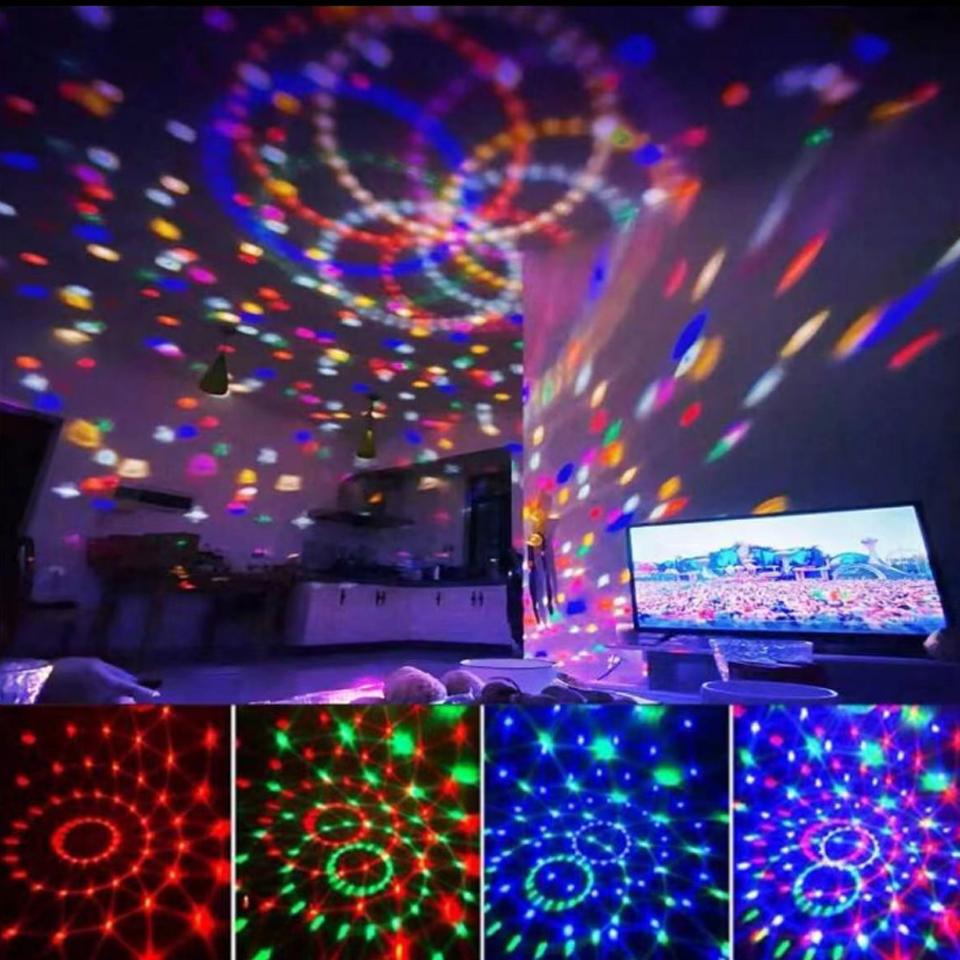 7 Colors ABS Crystal Magic Ball Light Sound Activated Led Stage Light with Remote Control Strobe Lamp for Family Parties and Holiday Celebrations