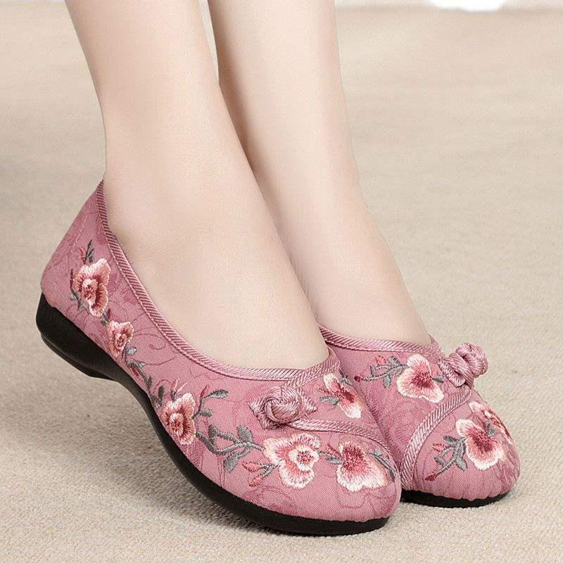 Dames Hanfu Geborduurde Etnische Zachte Zool Ronde Neus Antislip Stoffen Schoenen