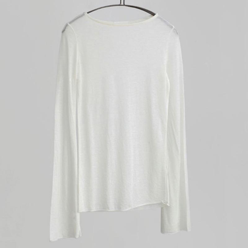 

Dongdaemun Style Women s Slim-Fit Chest-Enhancing Slit T-Shirt for Spring One Size слоновая кость/белый