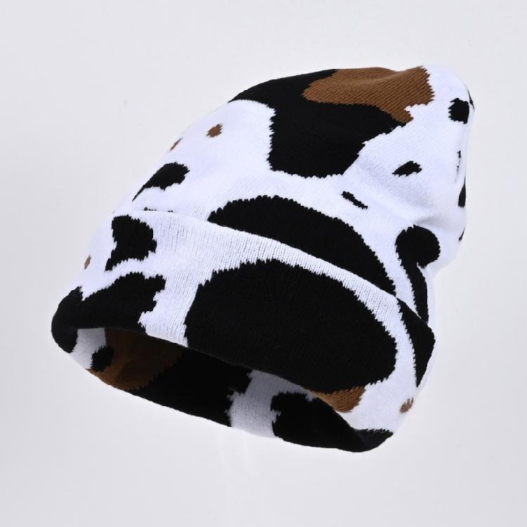 Halloween Knitting Cow Pattern Soft Unisex Hat Adult Outdoors for Ski Cycling