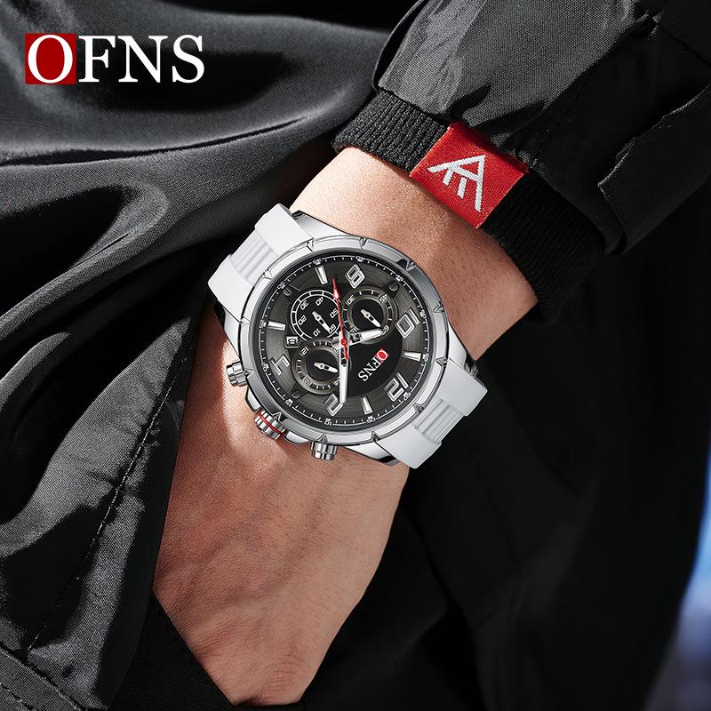 OFNS Men's Trendy Quartz Watch with Calendar, Multifunctional Small Seconds, 50m Waterproof - Casual Teenager Style