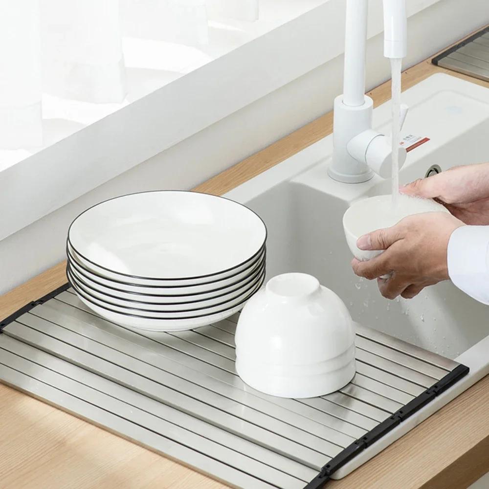 Multifunkční 304 Nerezový Odkapávací Koš Dřez Prkénko Skládací Prkénko Dřez Umyvadlo Prkénko Odkapávací Stojan