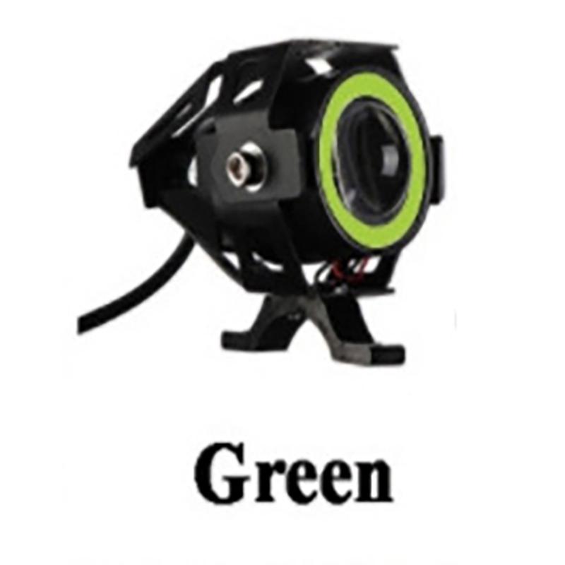 

125 Вт светодиодная вспомогательная фара для мотоцикла универсальная 1200 лм Angel Eyes U7 мини-фары для мотоцикла аксессуары для велосипедных фонарей зелёный