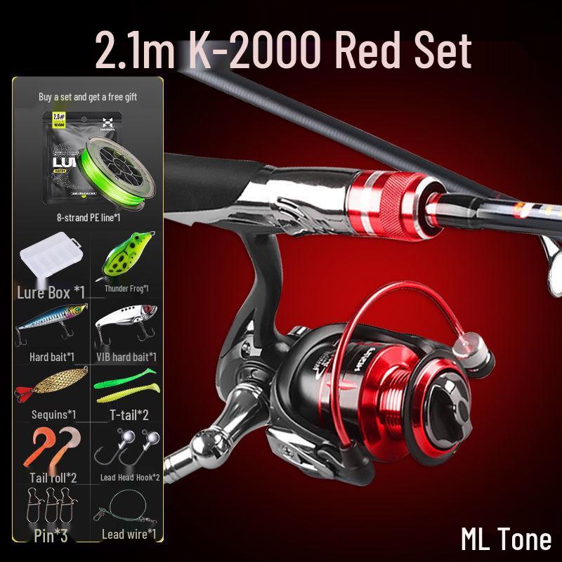 Hasda Carbon Fishing Rod & Reel Set - Straight Handle, Long Cast Metal Spinning Reel, Ideal for Beginners